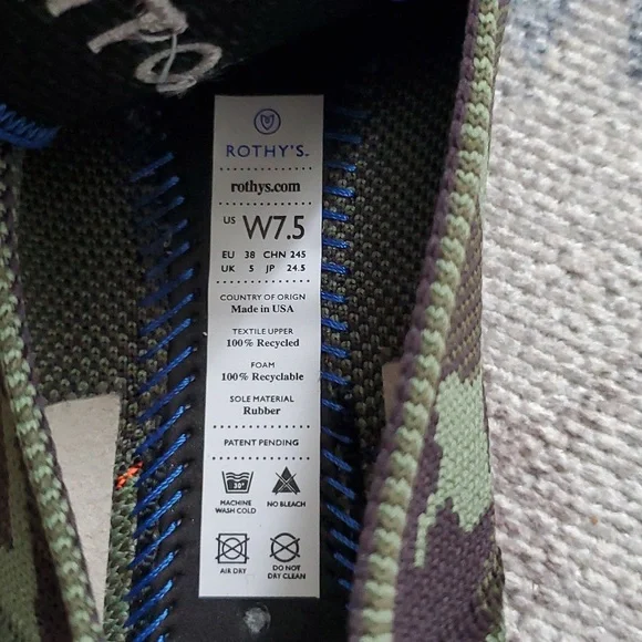 New Rothy' The Point Green Camo Flats Shoes Sz7.5 - Picture 6 of 10